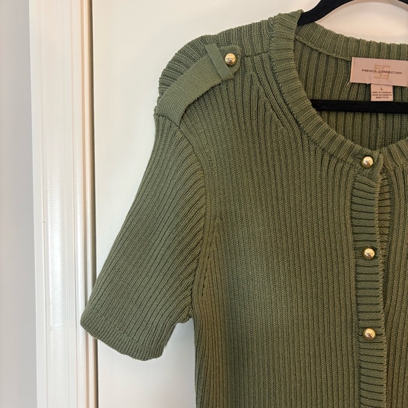 French Connection Women’s Olive Green Button-Front Knit Dress - Picture 5 of 14
